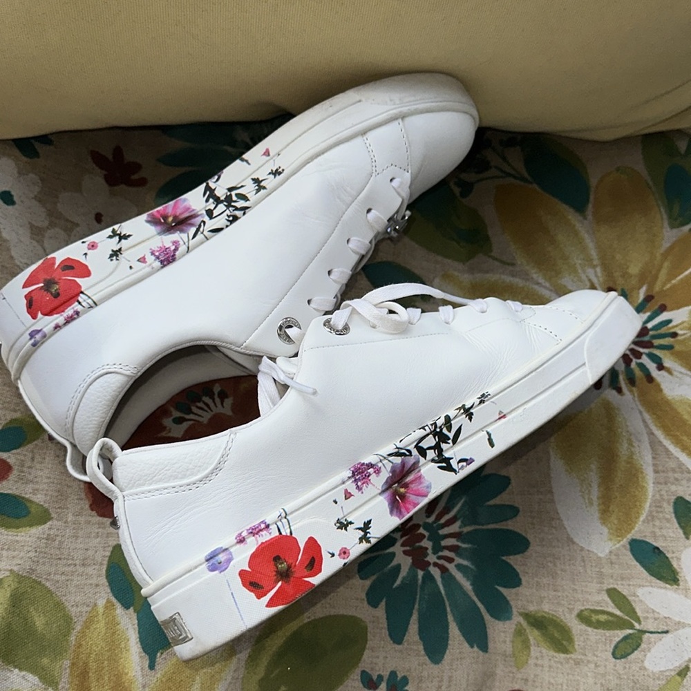 Ted Baker White Floral Tennis Shoes